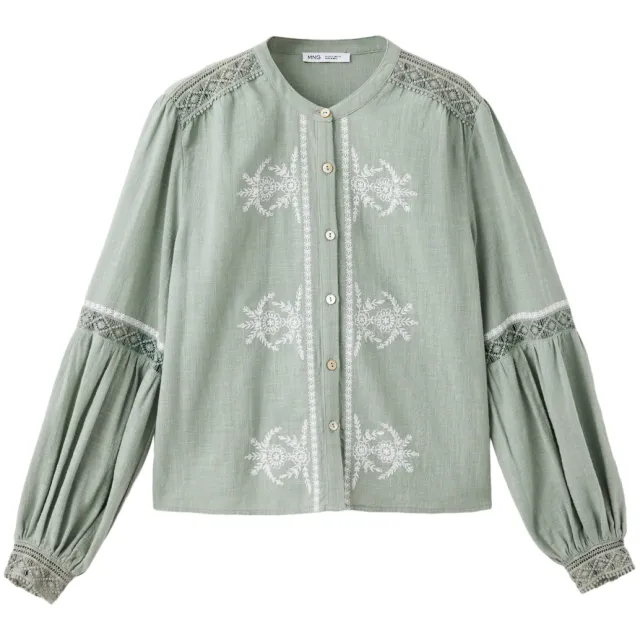 Mango Teen blouse met borduursels groen, foto 2