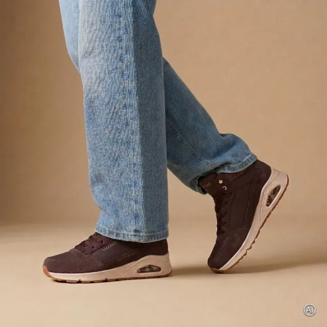 Skechers Uno Stacre Shine sneaker bruin, foto 4