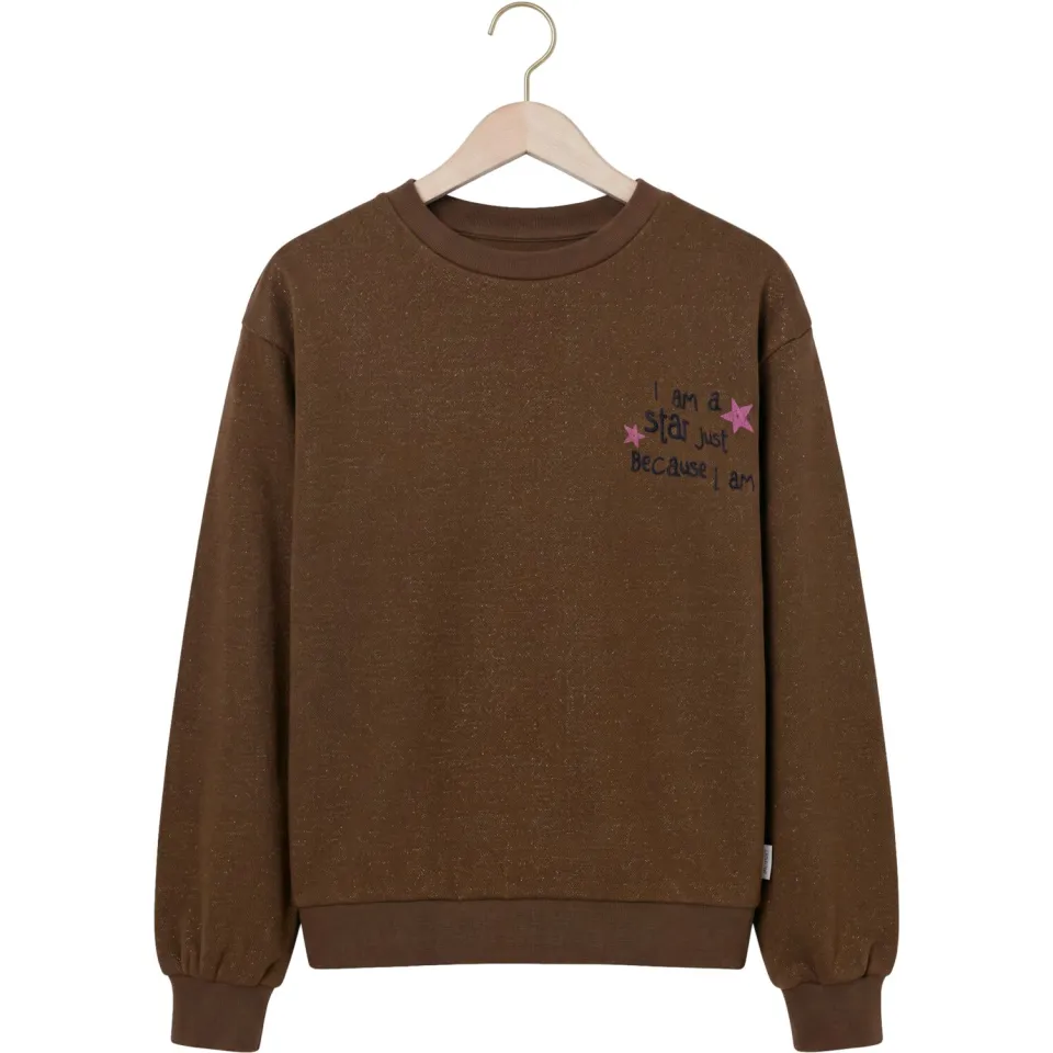 LOOXS little rechtvallende sweater met glitters en backprint - bruin, foto 2