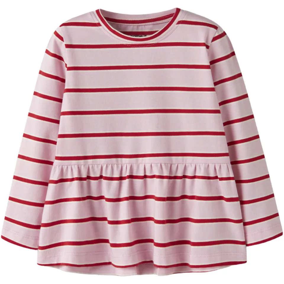 NAME IT MINI gestreepte longsleeve lichtroze lichtroze / rood, foto 2