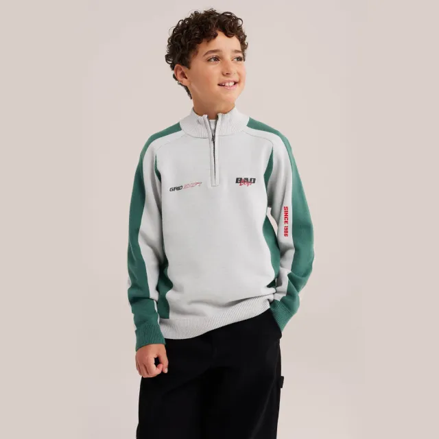 WE Fashion Bad Boys sweater met print - wit White Melange