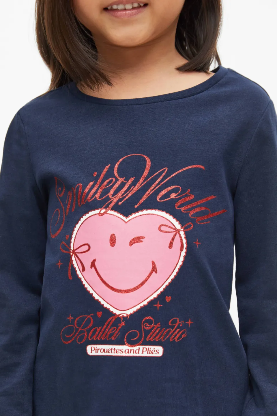 S.Oliver longsleeve met glitters en print donkerblauw, foto 4