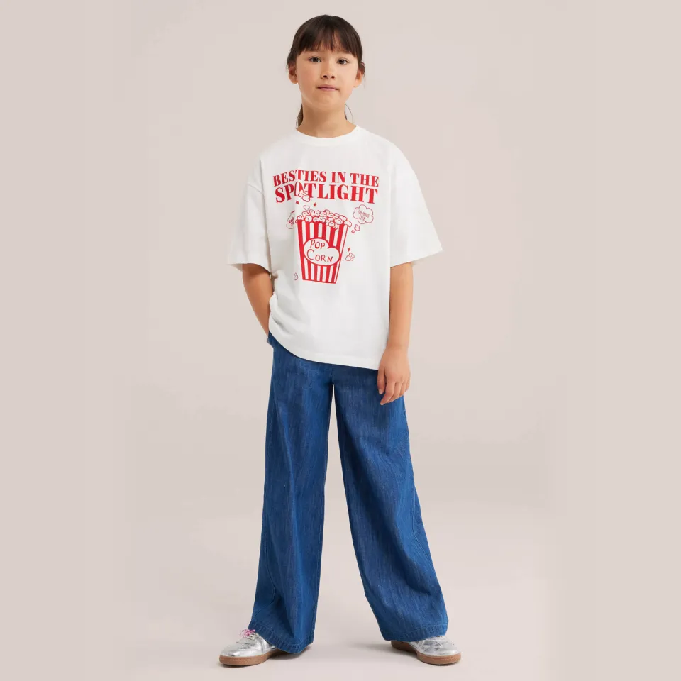 WE Fashion t-shirt met print wit rood Wit/rood