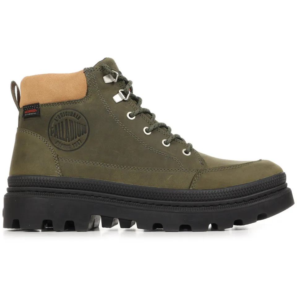 Palladium TRroopercuff WP+ leren veterboots met profielzool - donkergroen, foto 2