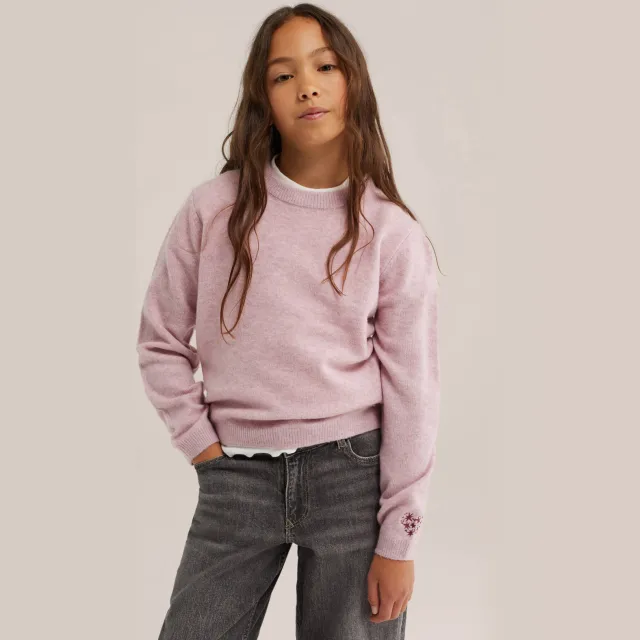 WE Fashion gebreide trui met wol - oudroze