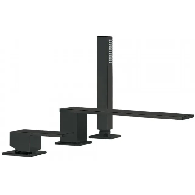 Tres Badrand Mengkraan Tres Cuadro met Handdouche 22x6.2 cm Vierkant Mat Zwart
