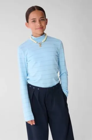 Shoeby gestreepte longsleeve lichtblauw, foto 5