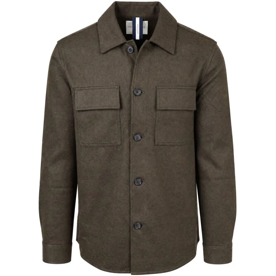 Profuomo Regular fit overhemdjack met kentkraag en borstzakken donkerbruin, foto 3