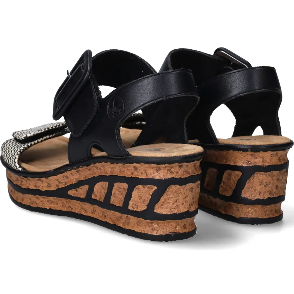 Rieker 68172-00 sleehak sandalen zwart, foto 5