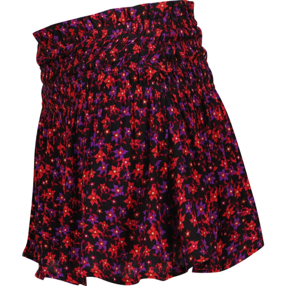 Vingino korte gebloemde rok zwart/rood/paars