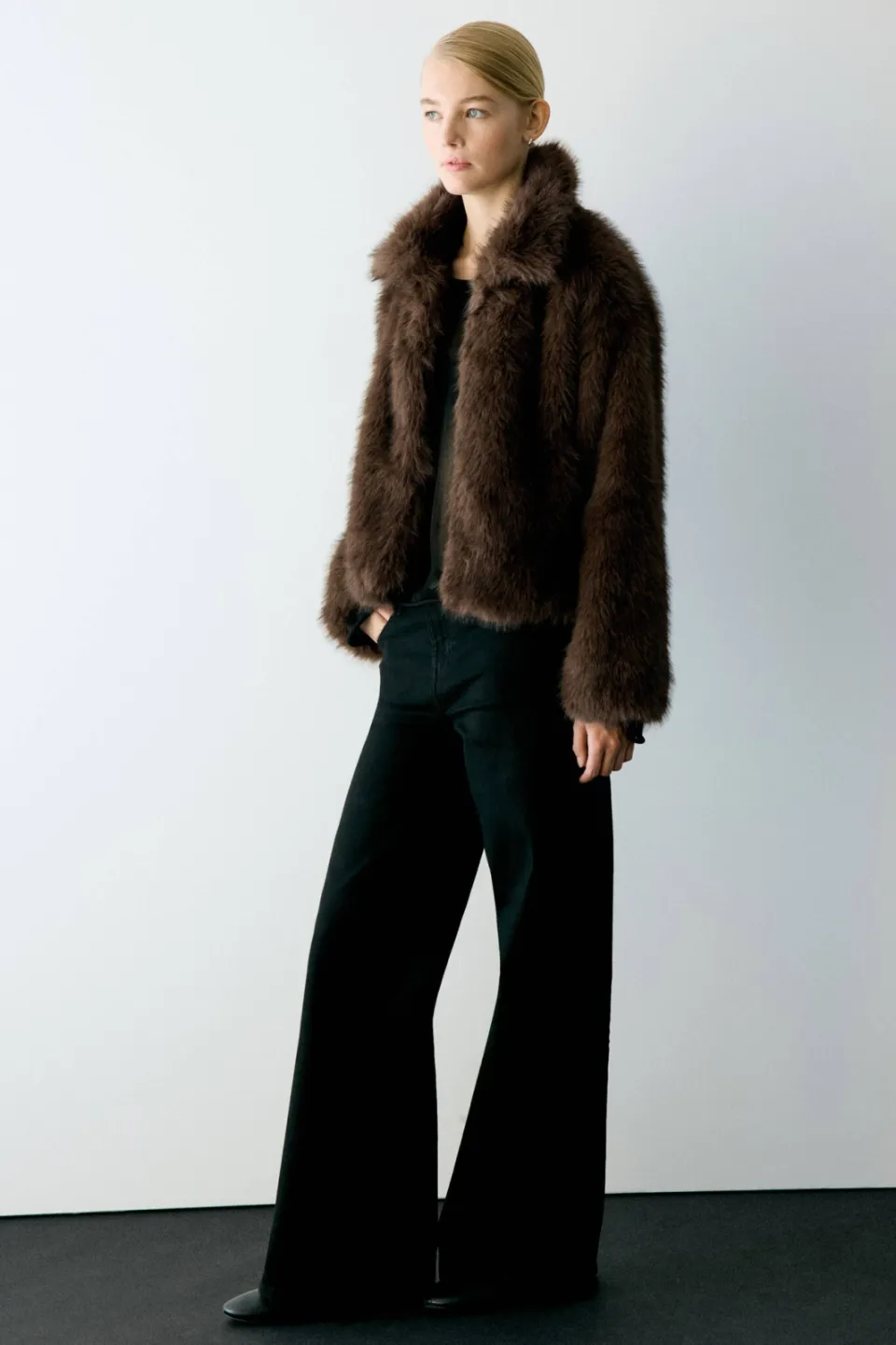 Mango TEEN faux fur jas - bruin, foto 3