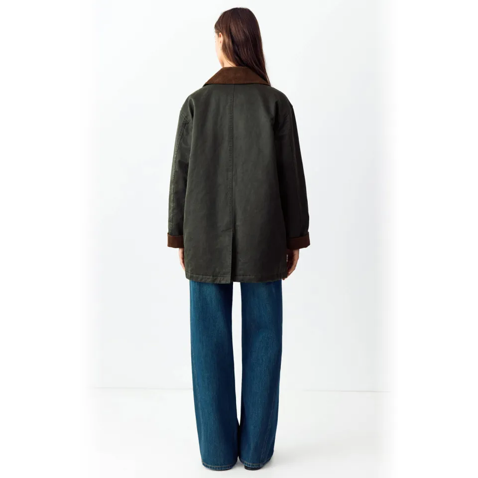 Mango Teen katoenen winterparka donkergroen donkergroen/bruin, foto 5