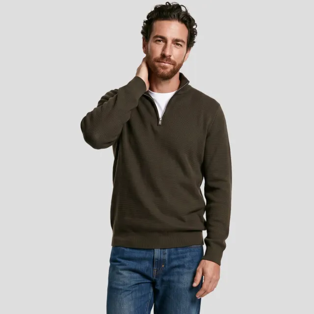 Profuomo katoenen regular fit trui - donkerbruin