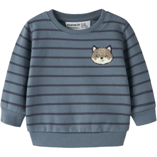 NAME IT BABY gestreepte sweater met borduursels - blauw, foto 2