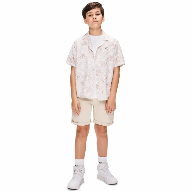 Retour Jeans casual overhemd beige Beige/wit