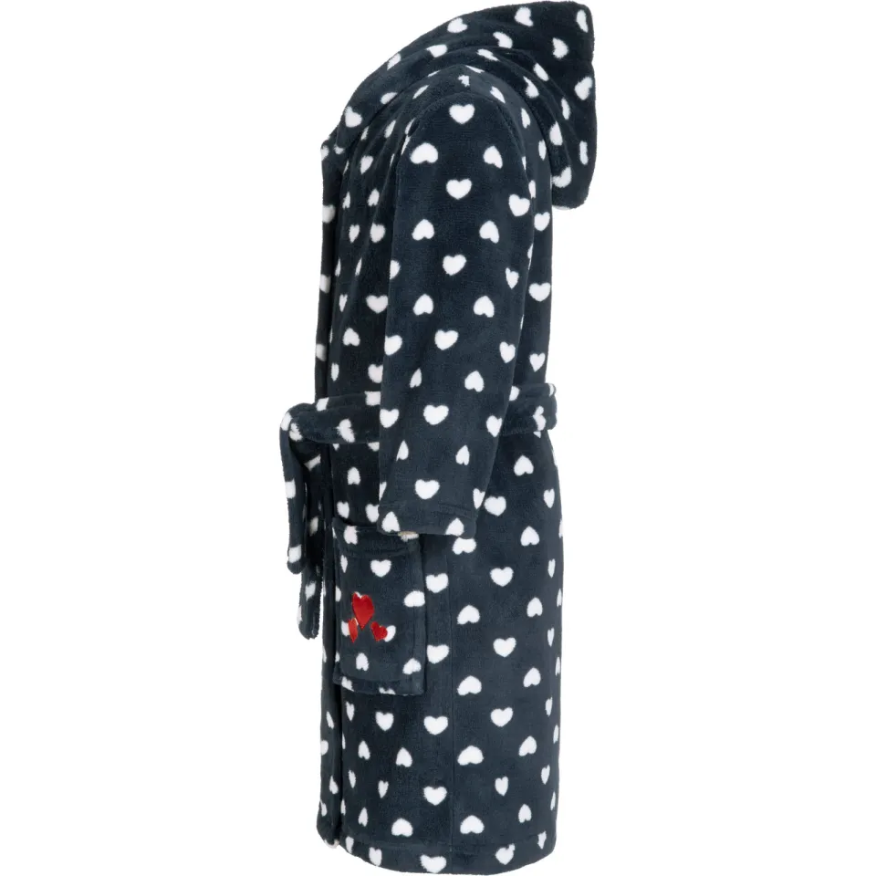 Playshoes fleece badjas Hearts met hartjes donkerblauw/wit, foto 5