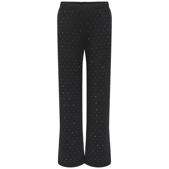 Only KIDS ONLY GIRL wide leg sweatpant met strass-steentjes en print - zwart