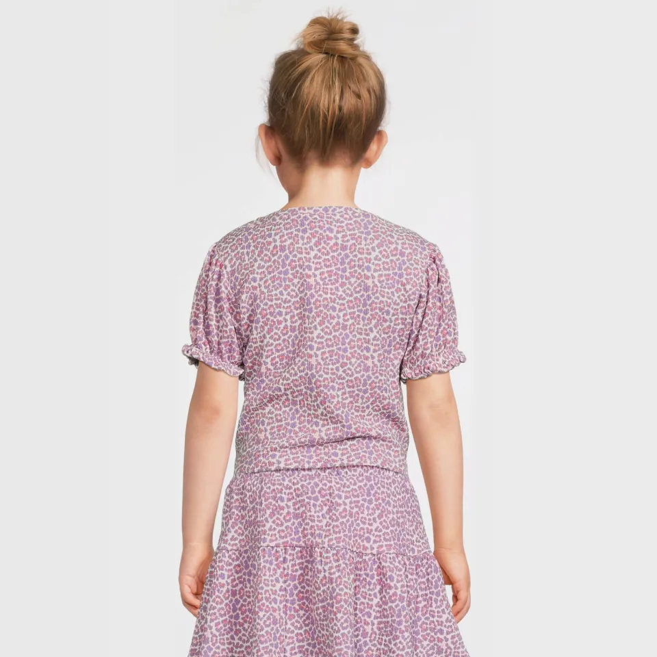 Anytime crinkle top met panterprint roze, foto 6