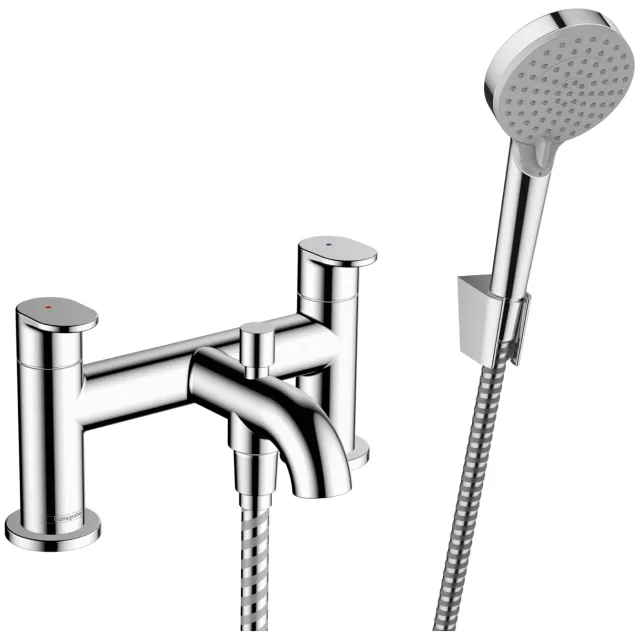 Hansgrohe Badrandmengkraan Met Stopkraan En Handdouche HansGrohe Vernis Blend 2-gats Chroom