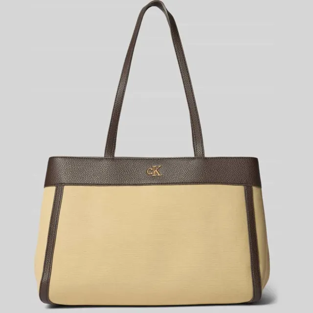 Calvin Klein Ck Canvas Medium Tote shopper beige, foto 2