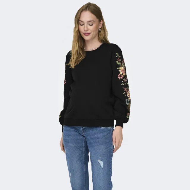 Only MATERNITY gebloemde zwangerschapssweater OLMCONNY zwart