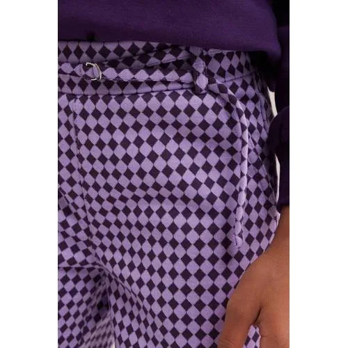WE Fashion straight leg geruite broek paars, foto 5