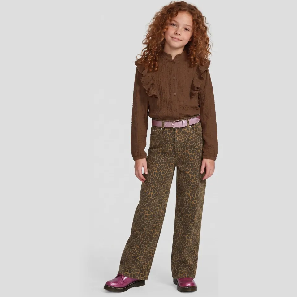 Me & My Monkey loose fit jeans met panterprint - bruin Bruin/zwart