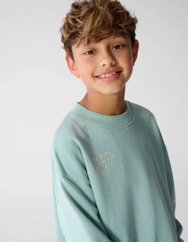 Shoeby sweater met backprint - licht turquoise