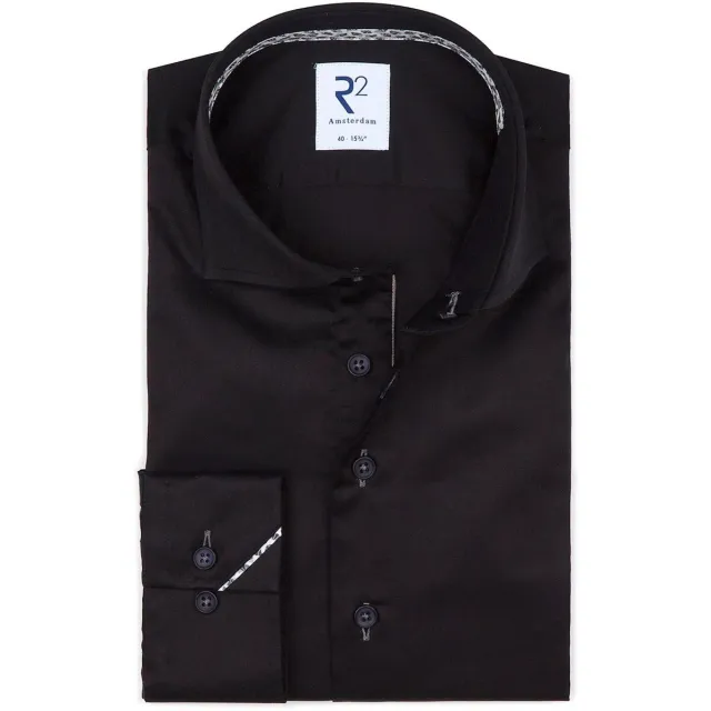 R2 Amsterdam Modern Fit overhemd zwart
