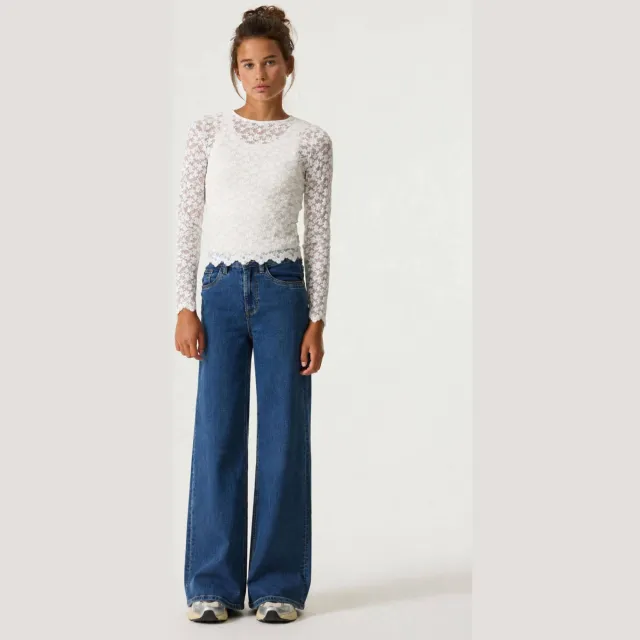 Garcia Annemay Wide high waist wide leg jeans dark blue denim