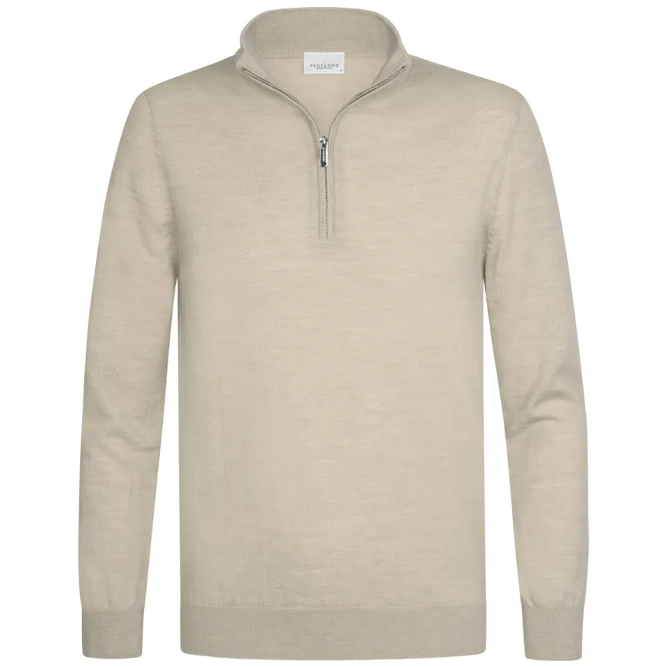 Profuomo wollen regular fit trui - beige, foto 2