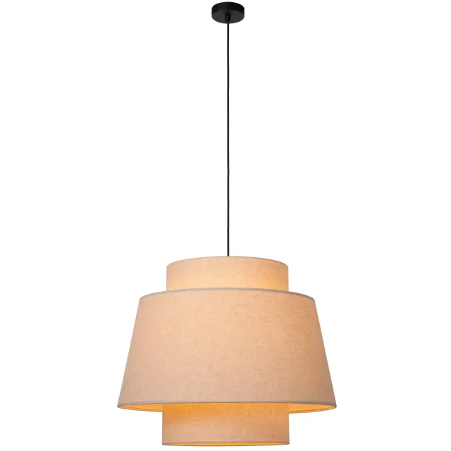 Lucide TRIBUTE - Hanglamp - Ø 60 cm - 1xE27 - Beige Beige, Zwart