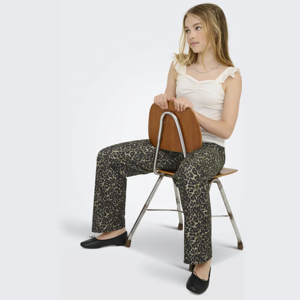 Only wide leg casual broek luipaardprint zwart, foto 4
