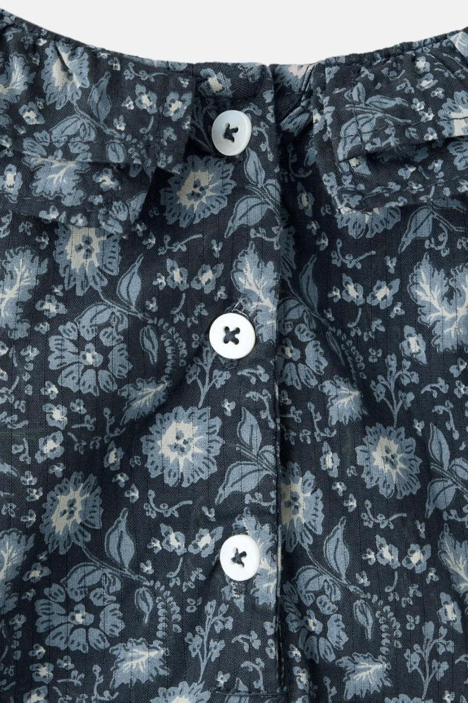 Mango Kids katoenen gebloemde romper met ruches - donkerblauw/grijs, foto 3