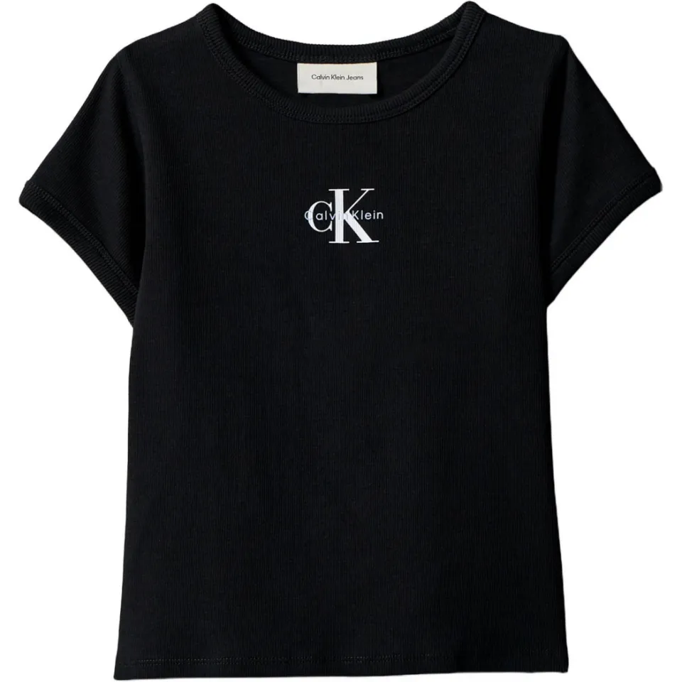 Calvin Klein Monologo rib t-shirt zwart, foto 2