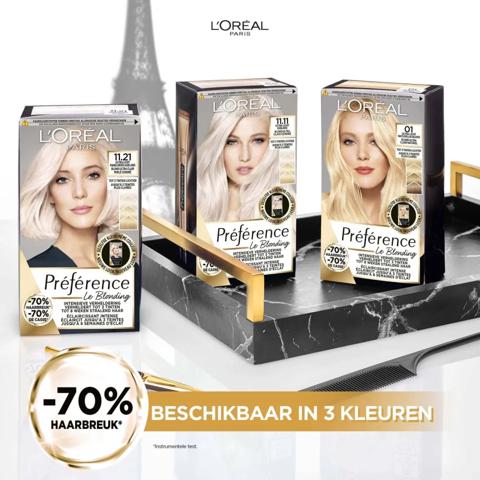 L'oréal Préférence Le Blonding haarkleuring 11.11 Ultra Licht Asblond, foto 3
