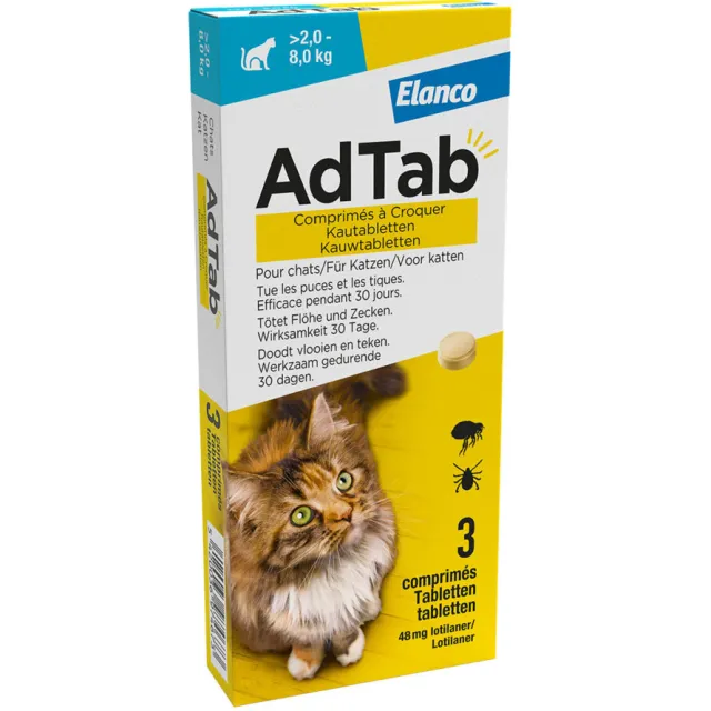 Adtab anti vlo en teek kauwtabletten kat