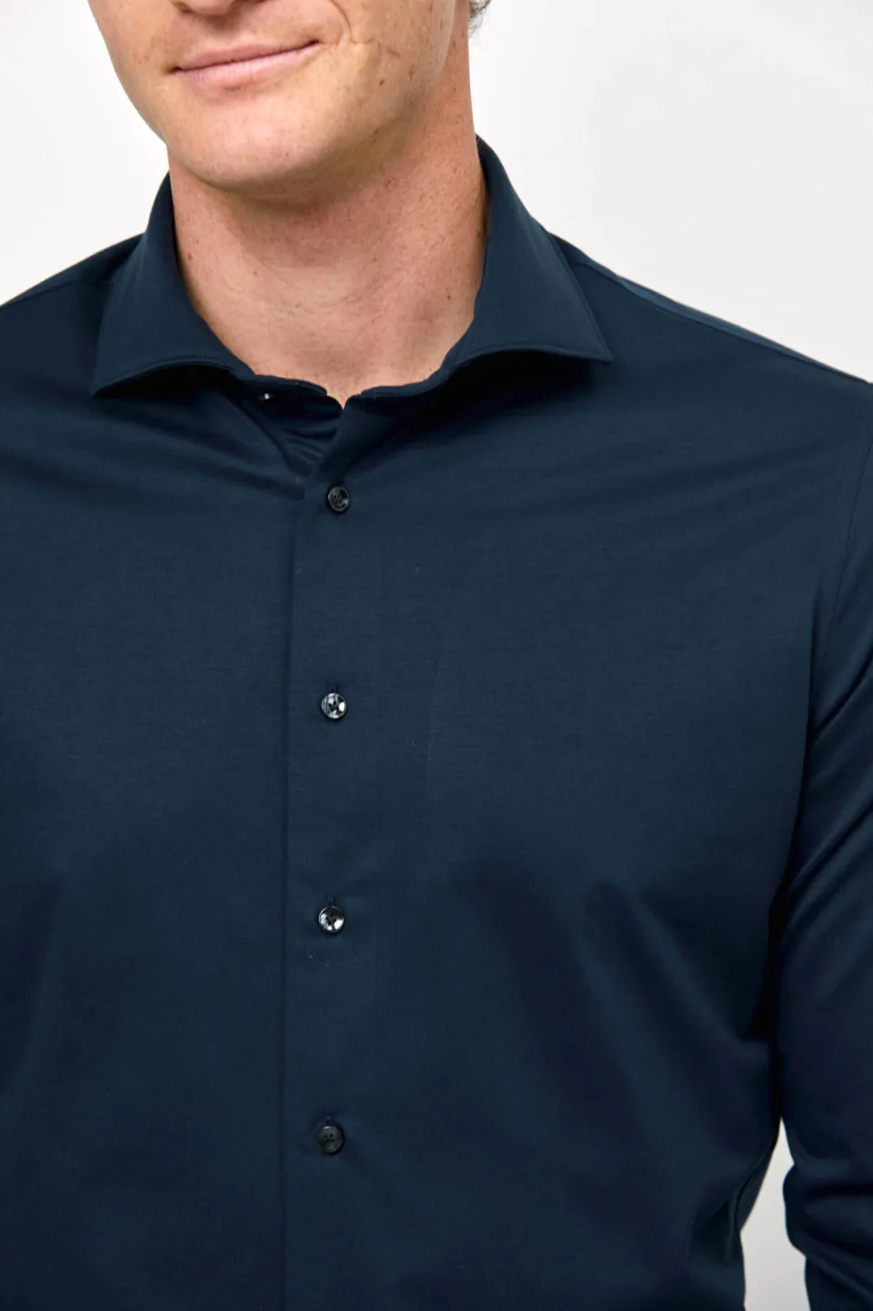 Profuomo slim fit strijkvrij overhemd met extra lange mouw navy, foto 6
