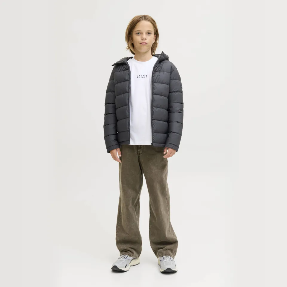 Jack & Jones Junior gewatteerde winterjas zwart met capuchon, foto 5