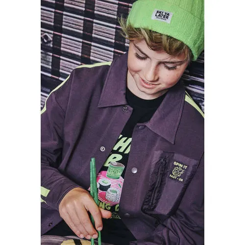 Z8 kids overshirt Orion paars/groen Overhemd Jongens Stretchkatoen Klassieke kraag