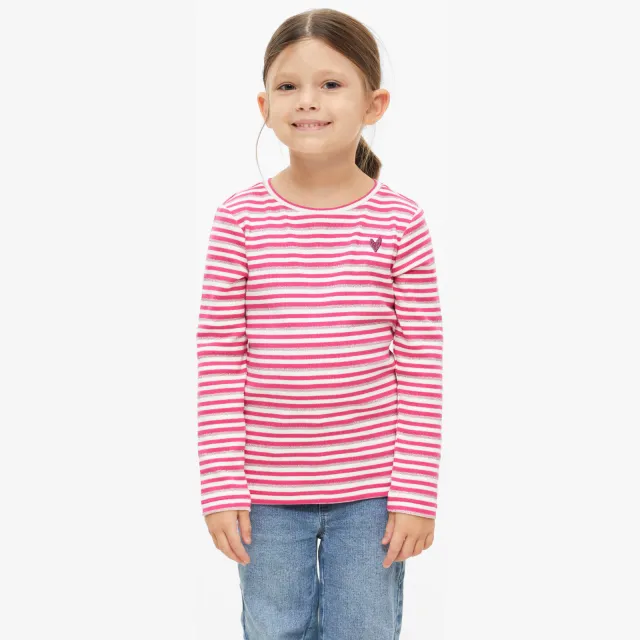 s.Oliver gestreepte longsleeve met glitter roze