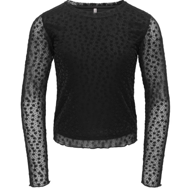 Only KIDS ONLY GIRL kanten gebloemde longsleeve - zwart