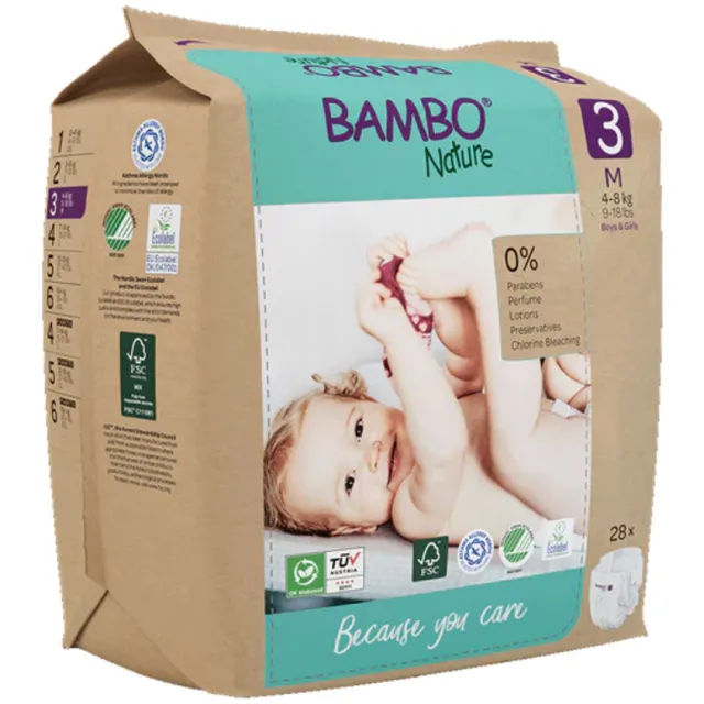 Bambo Nature Luiers Maat 3 (4-8 kg) 28 stuks