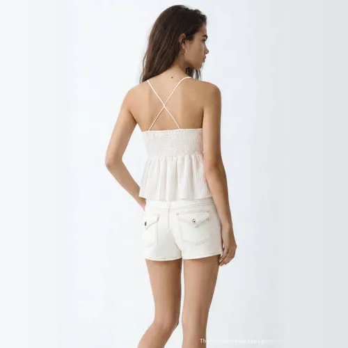 Mango TEEN gestreepte blousetop met strass-steentjes wit, foto 3