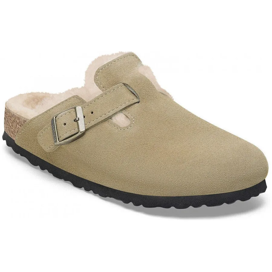Birkenstock Boston Slippers en Sandalen Dames - Beige - Suède