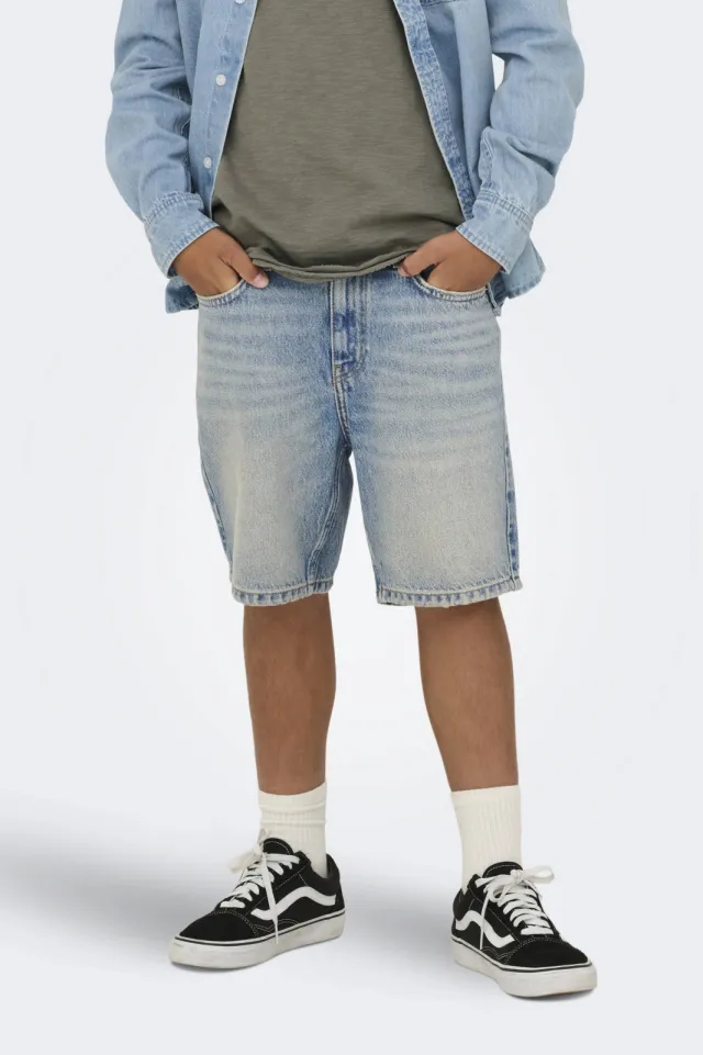Only & Sons Junior straight regular jeansshort medium blue denim