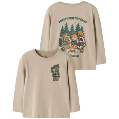 NAME IT MINI longsleeve lichtbruin met beerprint, foto 3