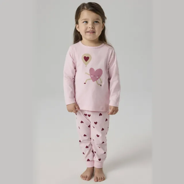 NAME IT Cutie Heart pyjama roze Roze/donkerrood