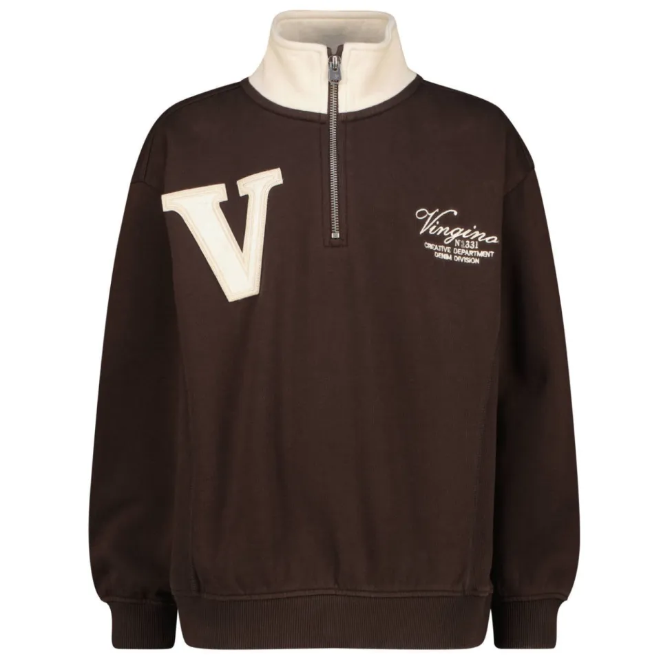 Vingino oversized sweater met tekst - donkerbruin/beige, foto 2