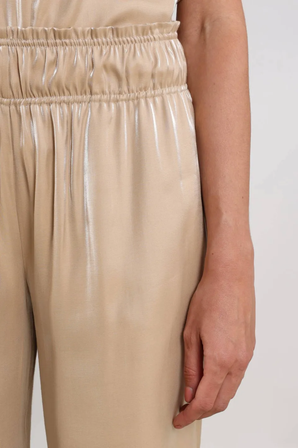 NUKUS wide leg regular waist broek zand, foto 6